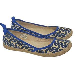 UGG Australia Indah Marrakesh Blue & Tan Espadrille Flats -Like New - Size 8